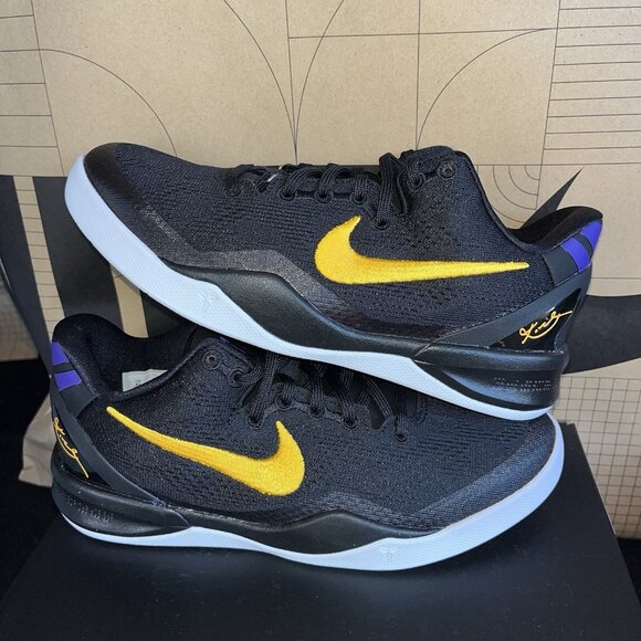 NEW Nike Kobe VIII 8 Protro Lakers Away Black Gold HF9550-001 Size 4Y Mamba - Picture 1 of 7